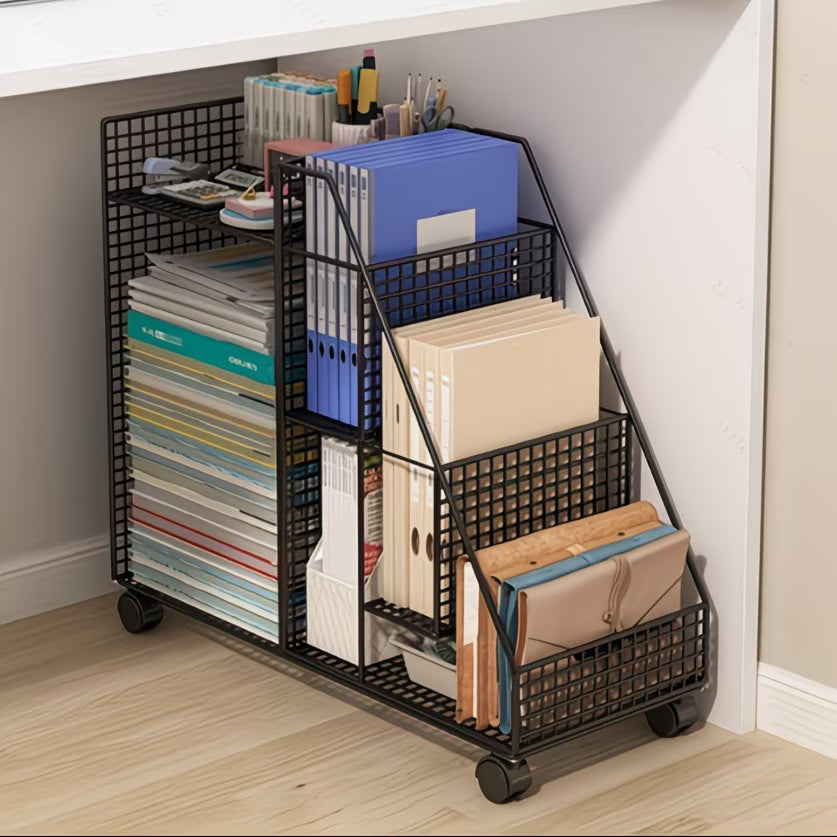 رف كتب متحرك للتخزين – مثالي للمنزل والمكتب